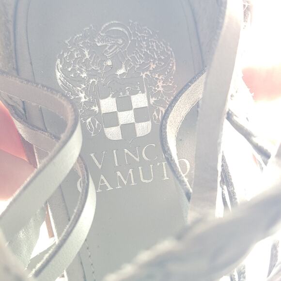 VINCE CAMUTO gray Kestal Leather Heeled Gladiator Sandal women's size 9 - Picture 9 of 10